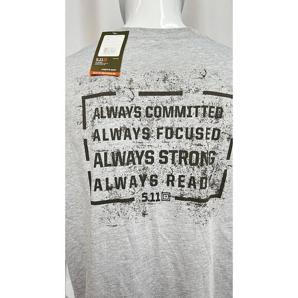 NWT! 5.11 Tactical Men's ALWAYS READY TEE (Heather Grey), Size SMALL - Picture 5 of 6